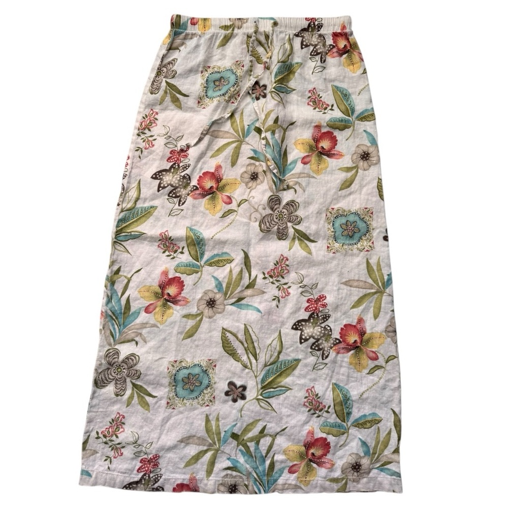 Hot Cotton Vintage Floral Beachy Linen Spring Skirt - Picture 5 of 8